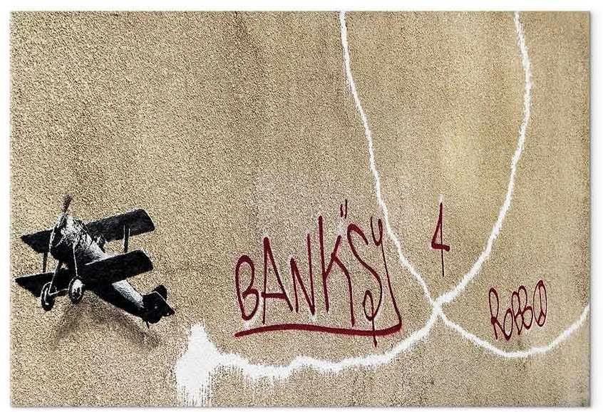 Artgeist Paveikslas - Banksy's Plane (1-part) - Raudona Graffiti Text on Mural Background