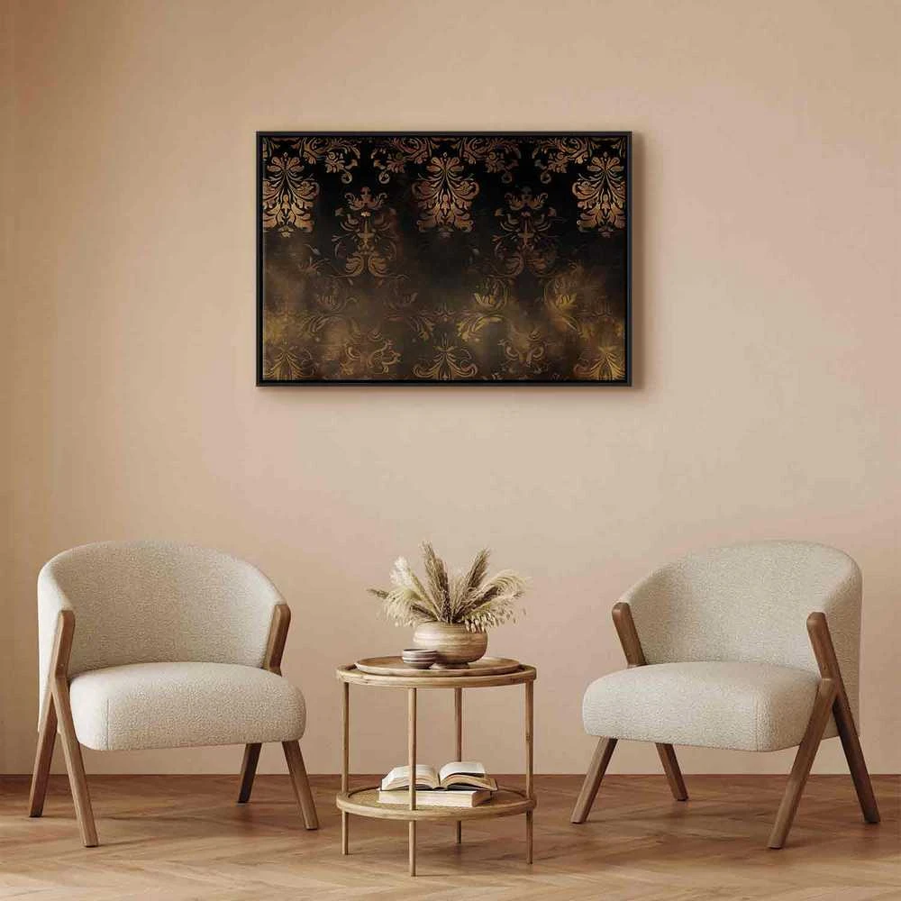 Artgeist Paveikslas - Baroque Ornaments in Patinated Gold and Browns: Retro Motif