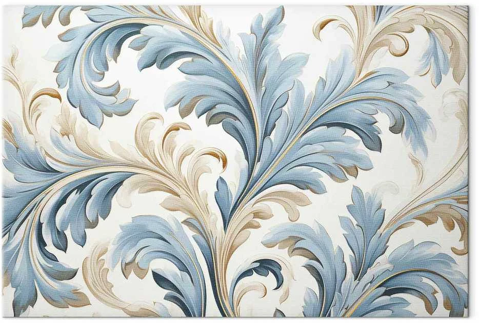 Artgeist Paveikslas - Baroque Ornaments in Light Kreminis-Mėlyna Hues