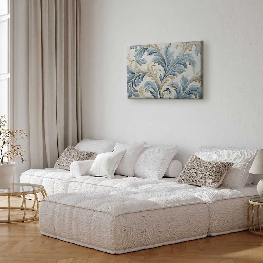 Artgeist Paveikslas - Baroque Ornaments in Light Kreminis-Mėlyna Hues