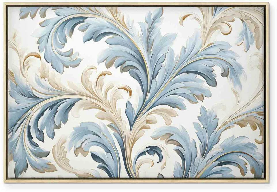 Artgeist Paveikslas - Baroque Ornaments in Light Kreminis-Mėlyna Hues
