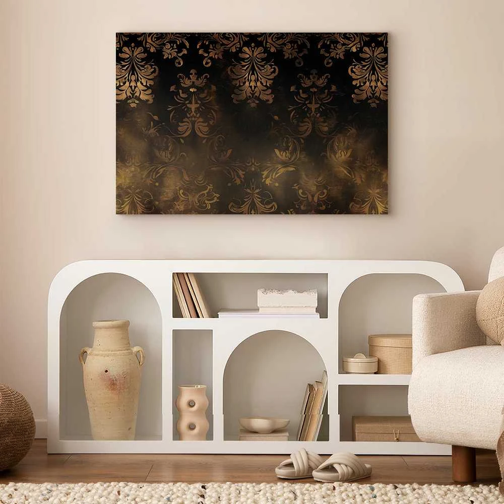 Artgeist Paveikslas - Baroque Ornaments in Patinated Gold and Browns: Retro Motif