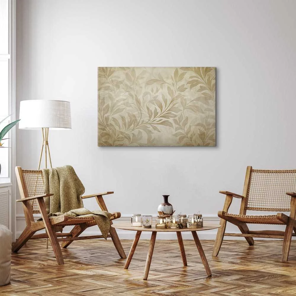 Artgeist Paveikslas - Botanical Motif with Leaves and Vines in Sand Colors