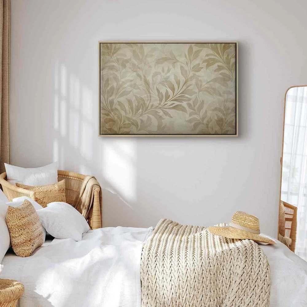 Artgeist Paveikslas - Botanical Motif with Leaves and Vines in Sand Colors