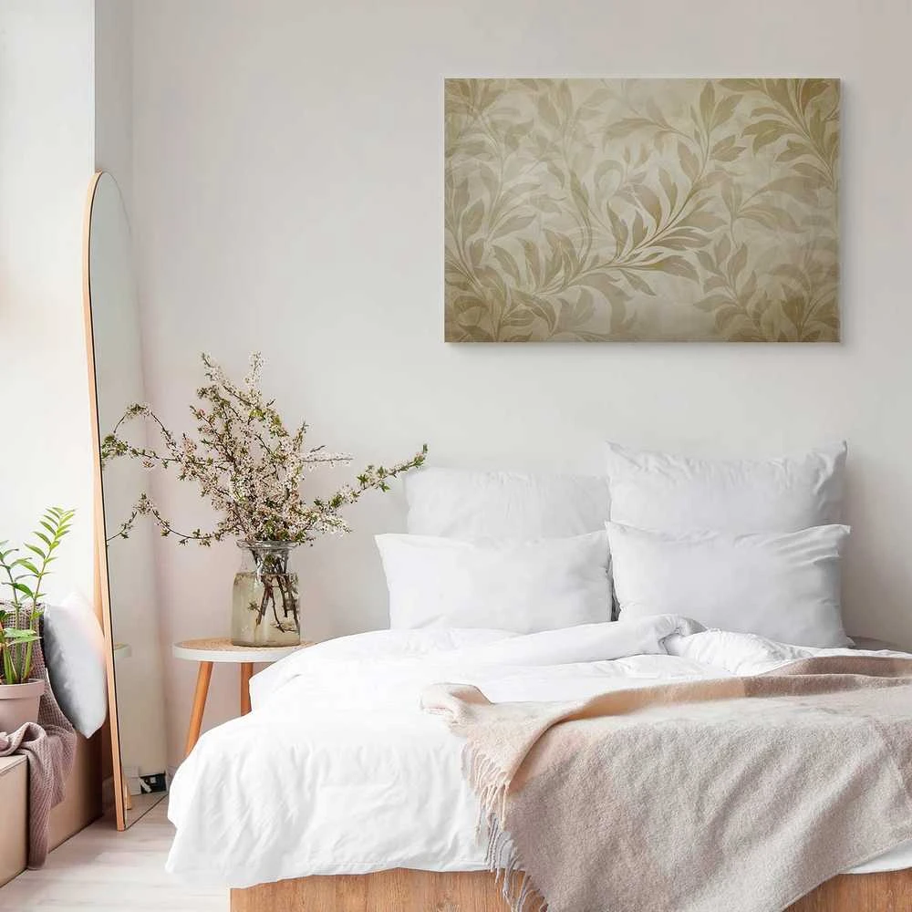 Artgeist Paveikslas - Botanical Motif with Leaves and Vines in Sand Colors