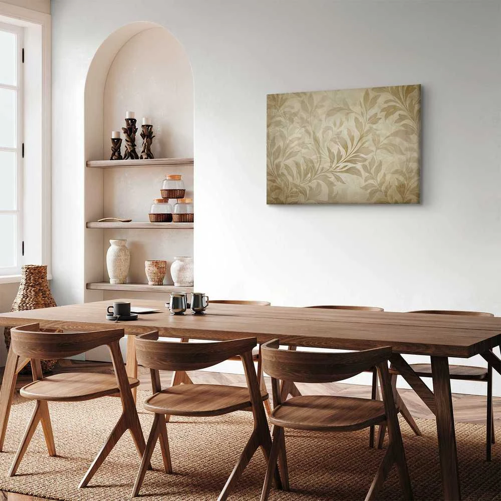 Artgeist Paveikslas - Botanical Motif with Leaves and Vines in Sand Colors