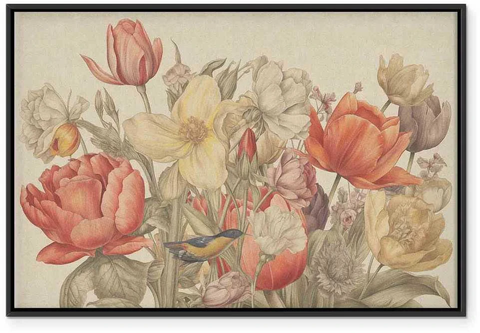 Artgeist Paveikslas - Bouquet of flowers on a cream background
