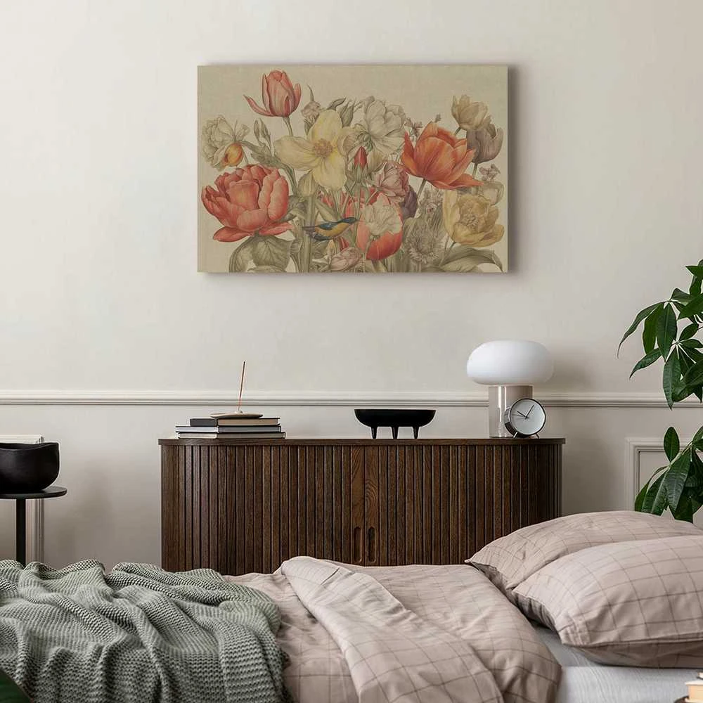 Artgeist Paveikslas - Bouquet of flowers on a cream background