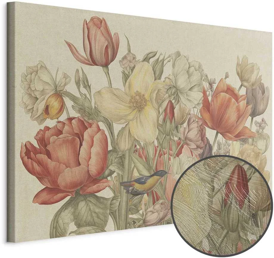 Artgeist Paveikslas - Bouquet of flowers on a cream background