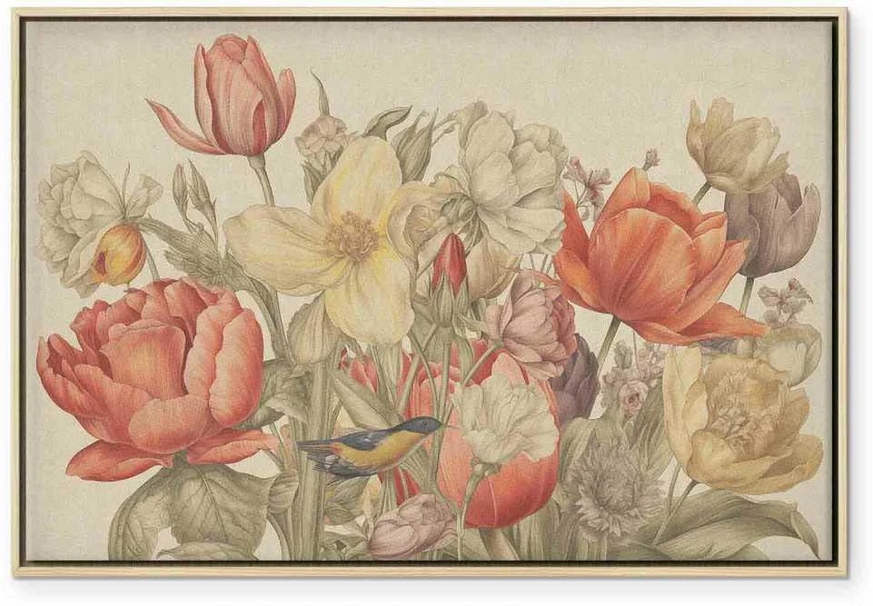 Artgeist Paveikslas - Bouquet of flowers on a cream background