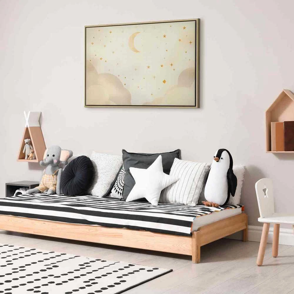 Artgeist Paveikslas - Bright Night - Moon Accompanied by Many Stars on a Light Background