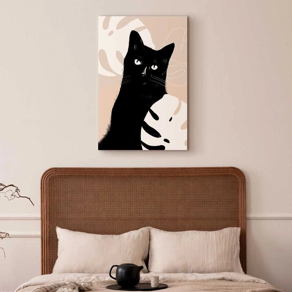Artgeist Paveikslas - Cat in Monsteras (1 Part) Vertical