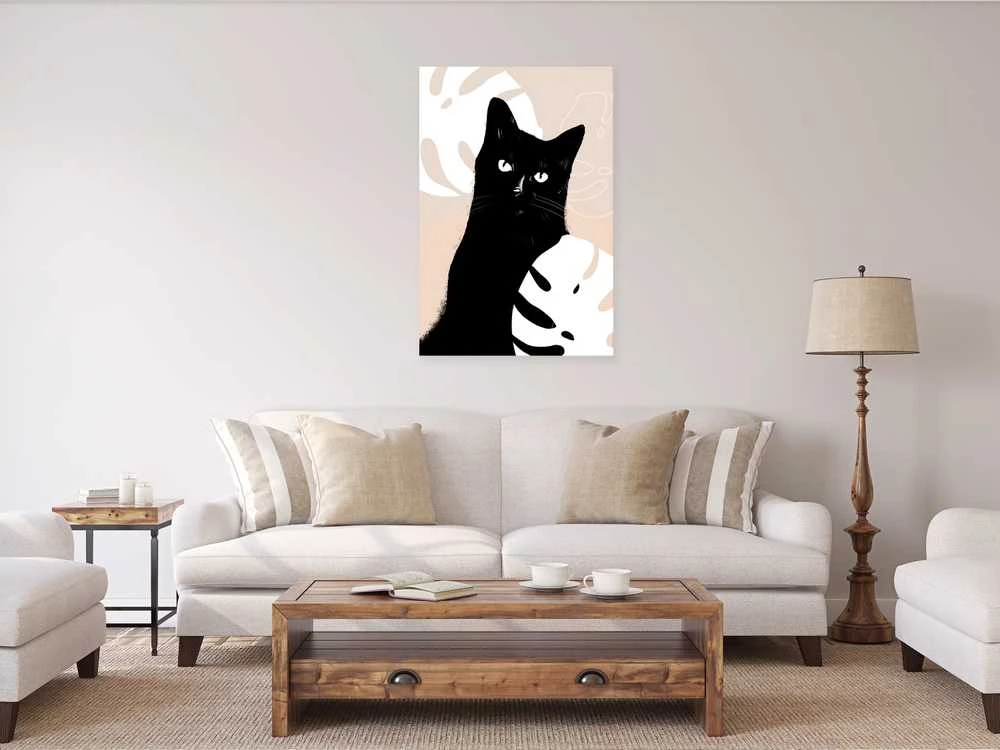 Artgeist Paveikslas - Cat in Monsteras (1 Part) Vertical