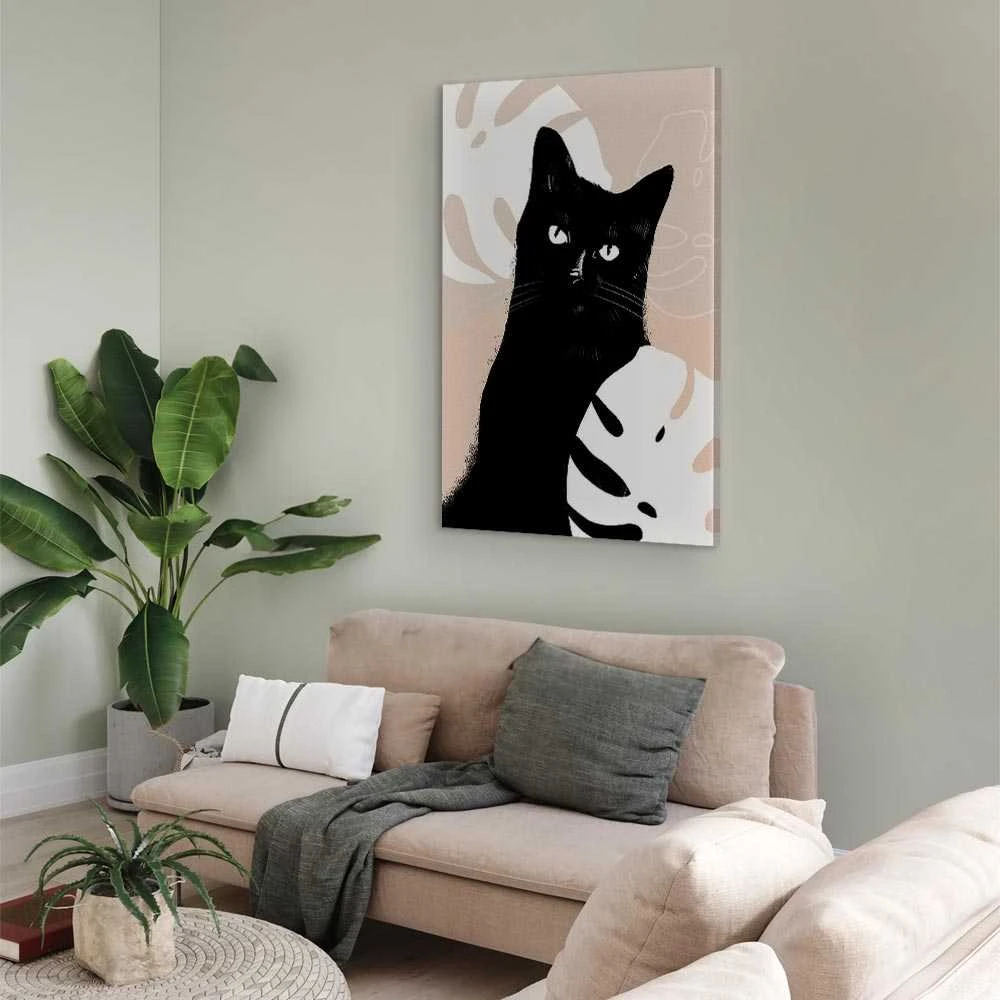 Artgeist Paveikslas - Cat in Monsteras (1 Part) Vertical
