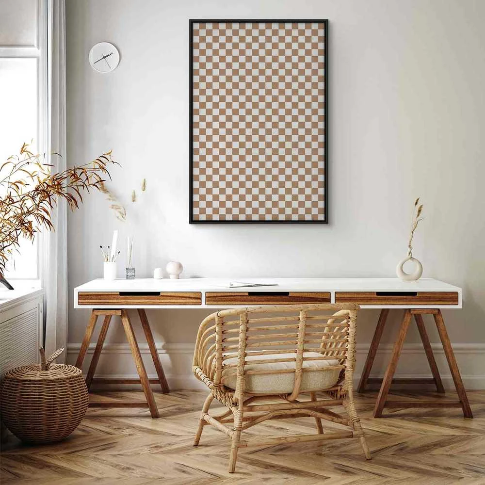 Artgeist Paveikslas - Checkerboard Pattern - Brown-Baltas Grid with a Subtle Noise