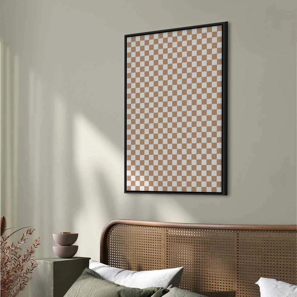 Artgeist Paveikslas - Checkerboard Pattern - Brown-Baltas Grid with a Subtle Noise