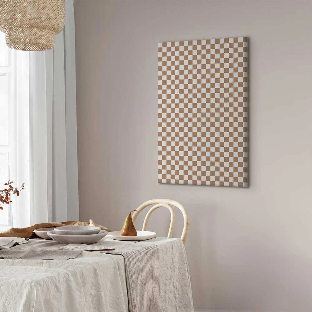 Artgeist Paveikslas - Checkerboard Pattern - Brown-Baltas Grid with a Subtle Noise