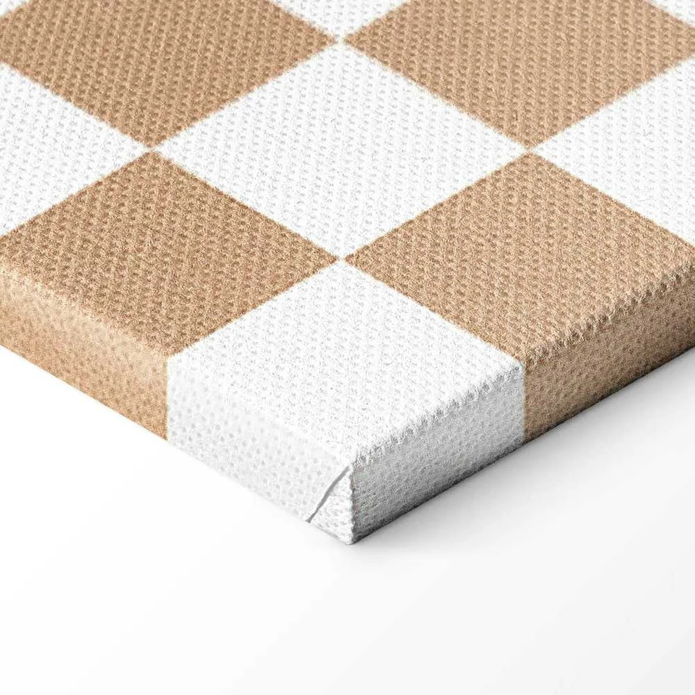 Artgeist Paveikslas - Checkerboard Pattern - Brown-Baltas Grid with a Subtle Noise