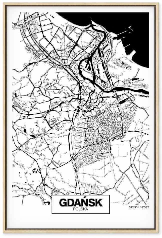 Artgeist Paveikslas - City Plan: Gdansk (1 Part) Vertical