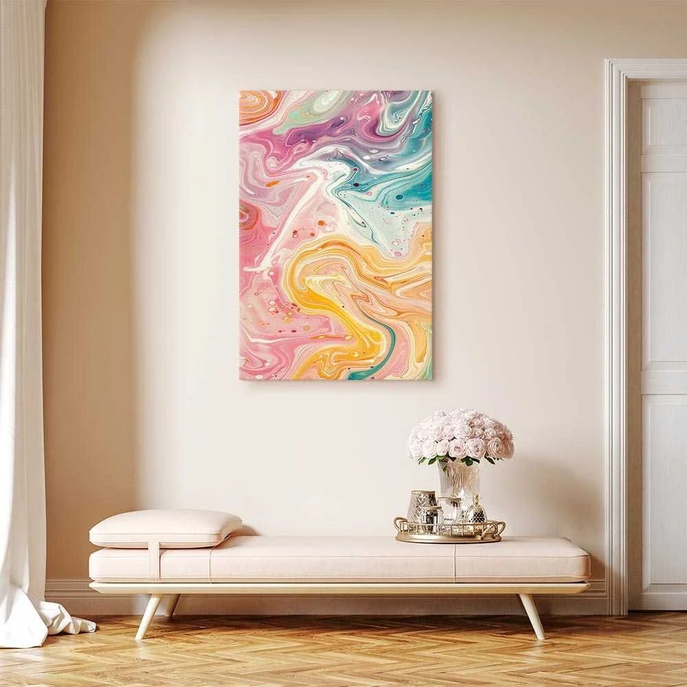 Artgeist Paveikslas - Colorful Chaos - Dynamic Shapes in Shades of Rožinė Geltona and Mėlyna