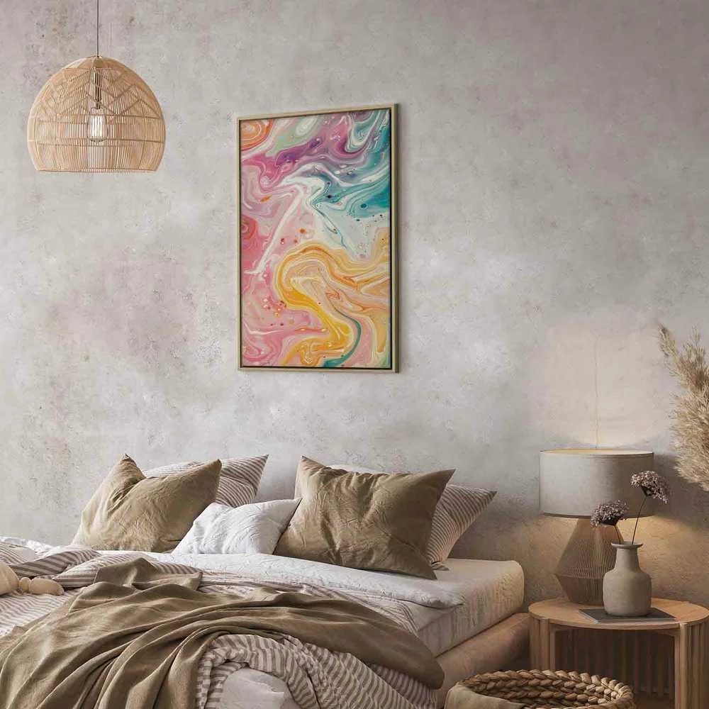 Artgeist Paveikslas - Colorful Chaos - Dynamic Shapes in Shades of Rožinė Geltona and Mėlyna