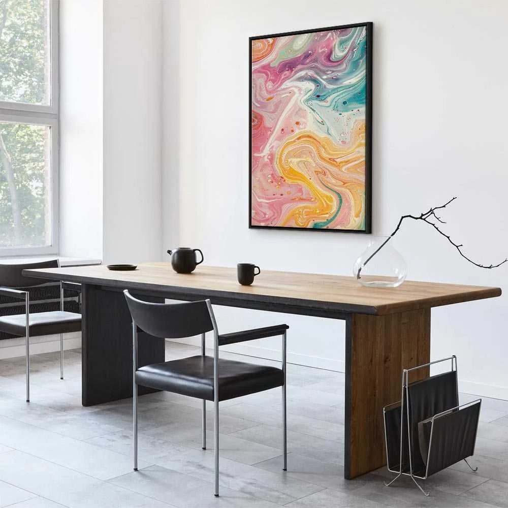 Artgeist Paveikslas - Colorful Chaos - Dynamic Shapes in Shades of Rožinė Geltona and Mėlyna