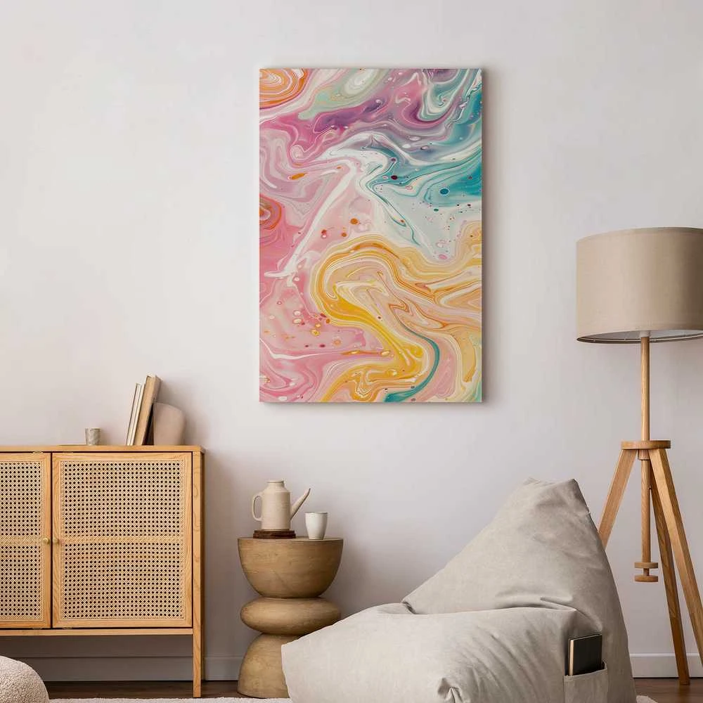 Artgeist Paveikslas - Colorful Chaos - Dynamic Shapes in Shades of Rožinė Geltona and Mėlyna