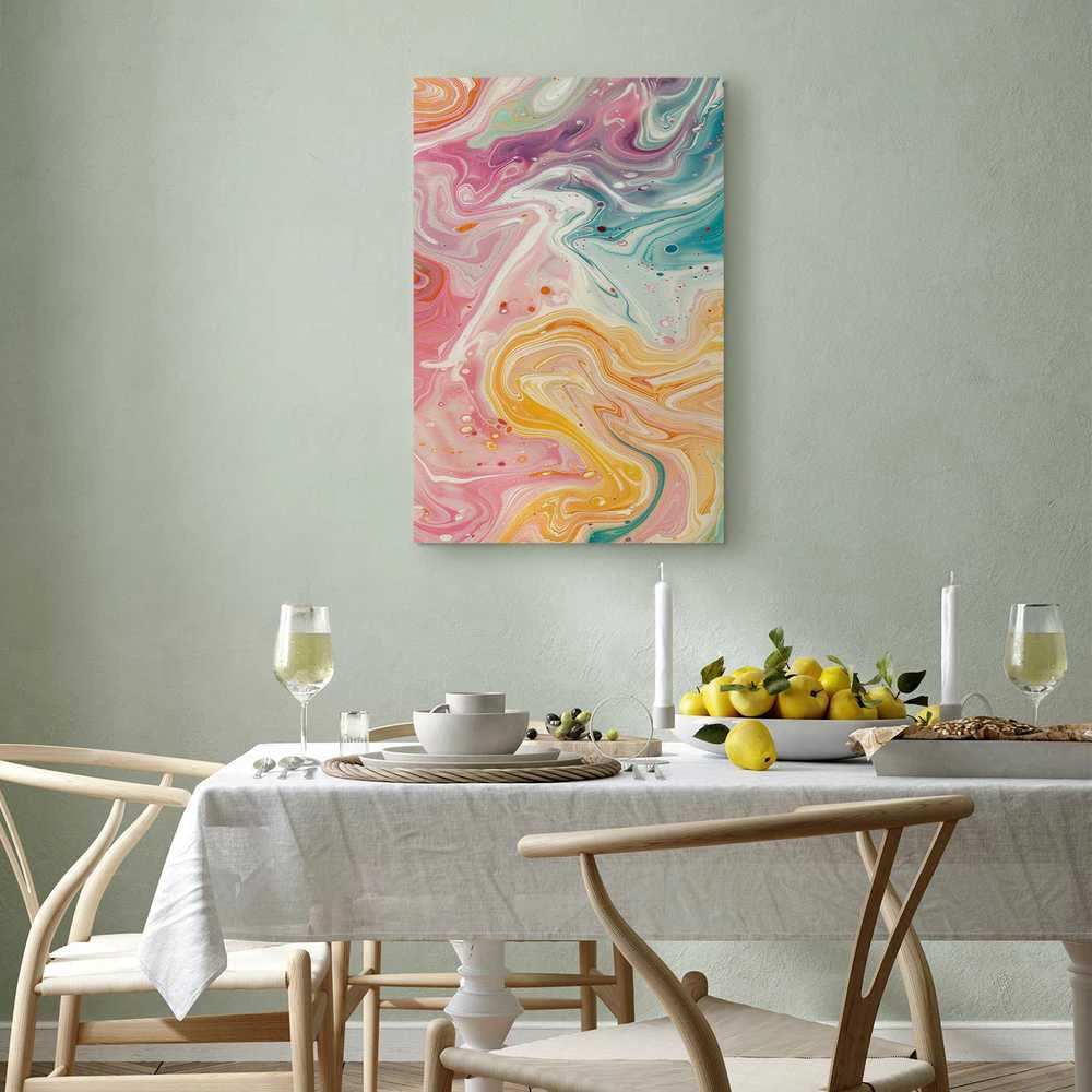 Artgeist Paveikslas - Colorful Chaos - Dynamic Shapes in Shades of Rožinė Geltona and Mėlyna