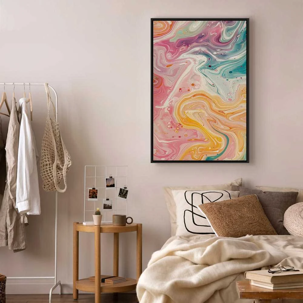 Artgeist Paveikslas - Colorful Chaos - Dynamic Shapes in Shades of Rožinė Geltona and Mėlyna