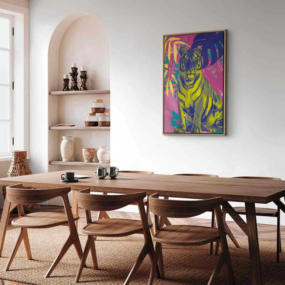 Artgeist Paveikslas - Colorful Tiger - Intense Colors of a Tiger Surrounded by Tropical Plants
