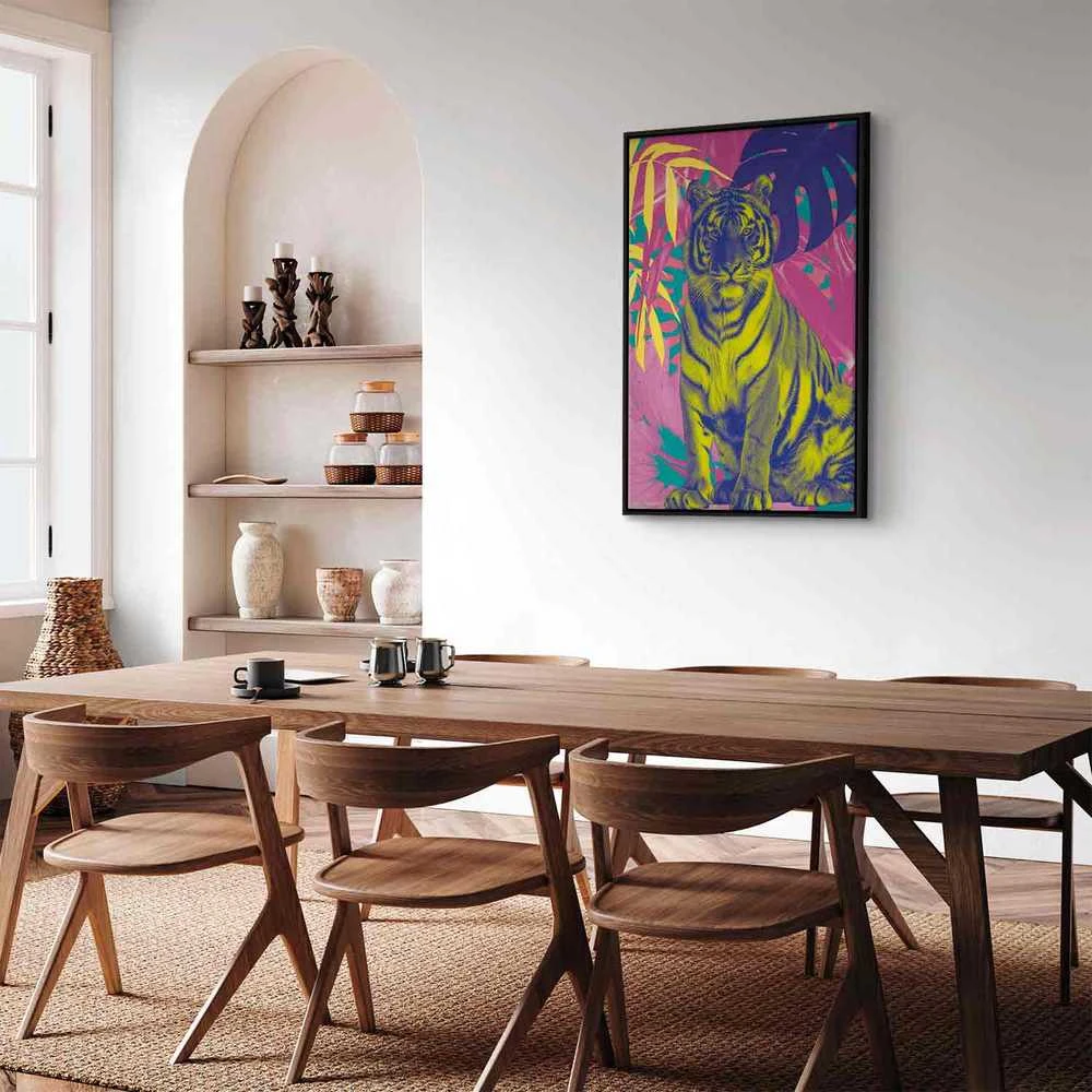 Artgeist Paveikslas - Colorful Tiger - Intense Colors of a Tiger Surrounded by Tropical Plants