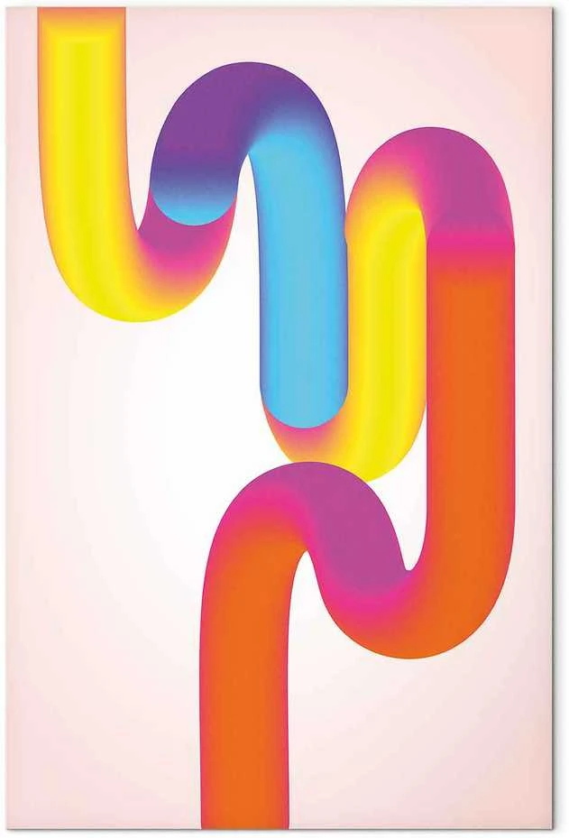 Artgeist Paveikslas - Colorful Turns - Dynamic Composition in Shades of Geltona Rožinė and Mėlyna