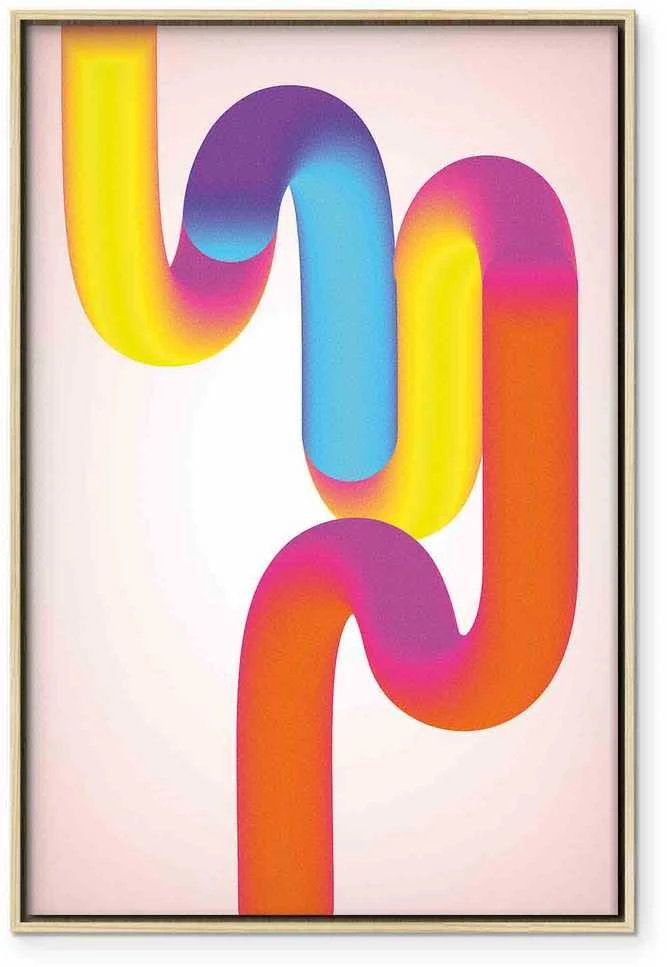 Artgeist Paveikslas - Colorful Turns - Dynamic Composition in Shades of Geltona Rožinė and Mėlyna