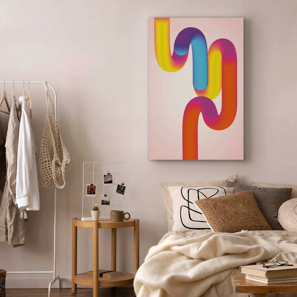 Artgeist Paveikslas - Colorful Turns - Dynamic Composition in Shades of Geltona Rožinė and Mėlyna