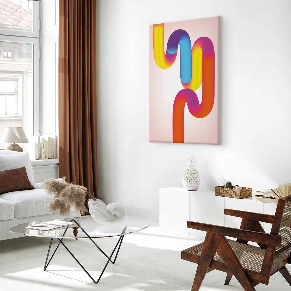 Artgeist Paveikslas - Colorful Turns - Dynamic Composition in Shades of Geltona Rožinė and Mėlyna