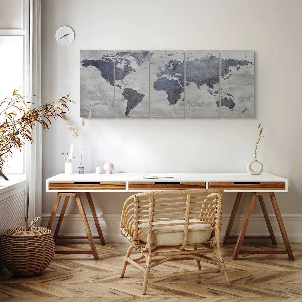 Artgeist Paveikslas - Concrete World Map (5 Parts) Narrow