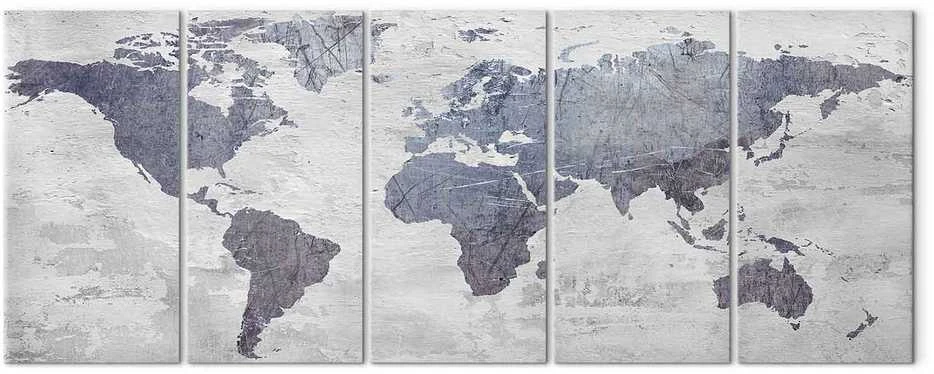 Artgeist Paveikslas - Concrete World Map (5 Parts) Narrow