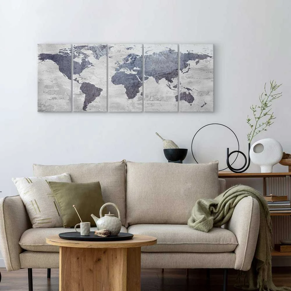 Artgeist Paveikslas - Concrete World Map (5 Parts) Narrow