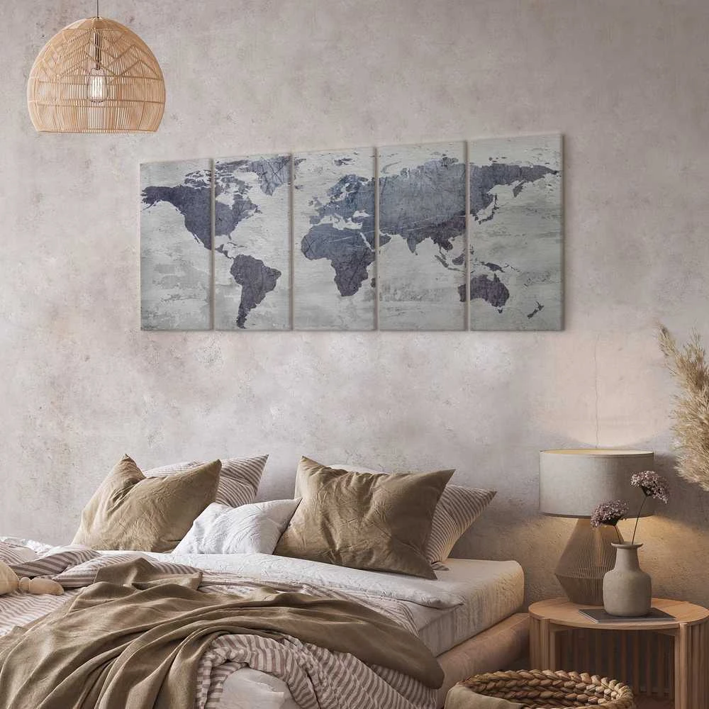 Artgeist Paveikslas - Concrete World Map (5 Parts) Narrow