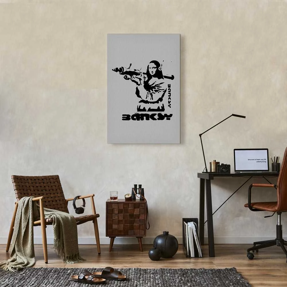 Artgeist Paveikslas - Contrast Duel (1-part) - Banksy on Mural with Mona Lisa