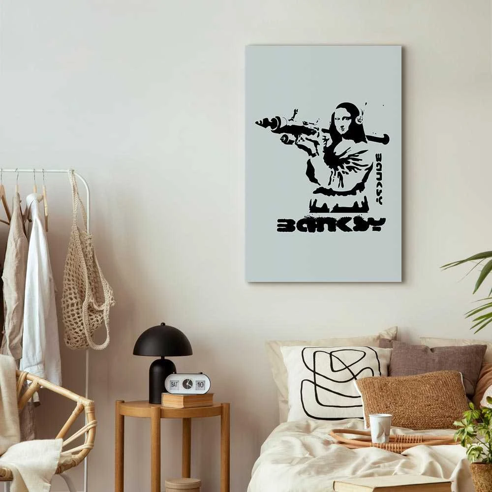 Artgeist Paveikslas - Contrast Duel (1-part) - Banksy on Mural with Mona Lisa