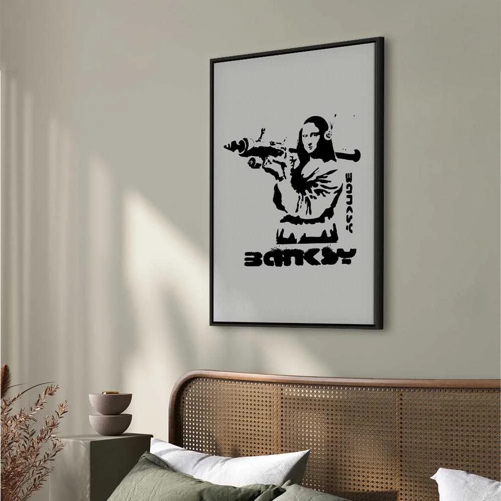 Artgeist Paveikslas - Contrast Duel (1-part) - Banksy on Mural with Mona Lisa