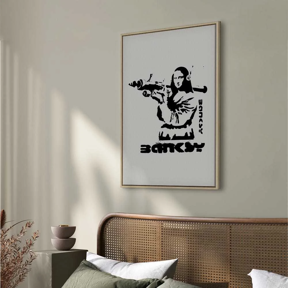 Artgeist Paveikslas - Contrast Duel (1-part) - Banksy on Mural with Mona Lisa