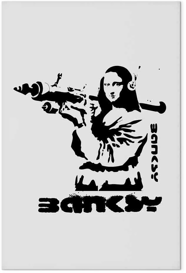 Artgeist Paveikslas - Contrast Duel (1-part) - Banksy on Mural with Mona Lisa