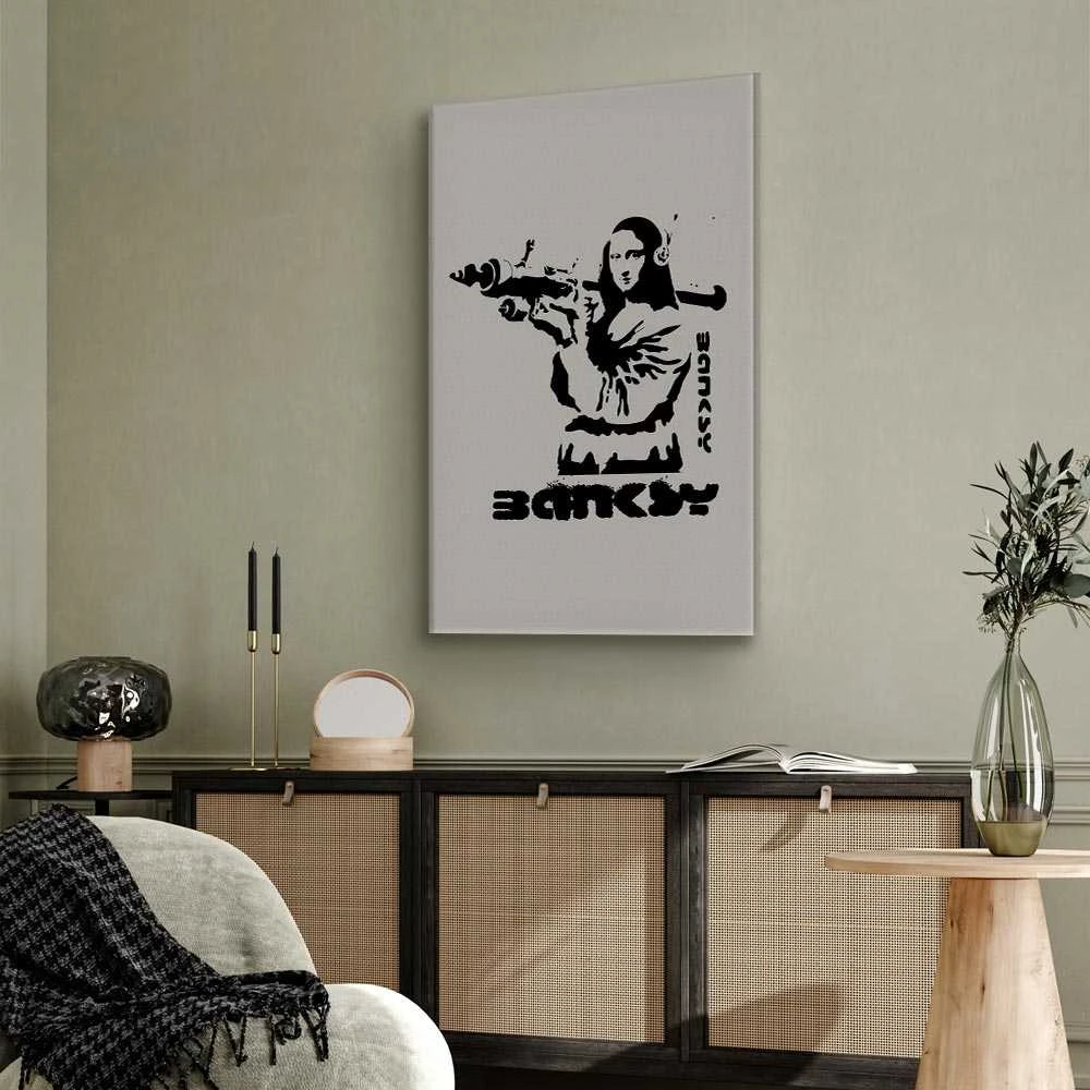 Artgeist Paveikslas - Contrast Duel (1-part) - Banksy on Mural with Mona Lisa