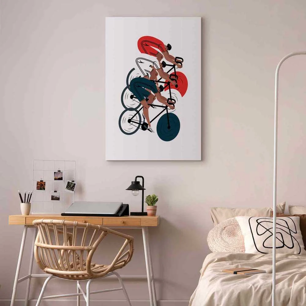 Artgeist Paveikslas - Cycling Race. Competitors on a Light Background - Illustration