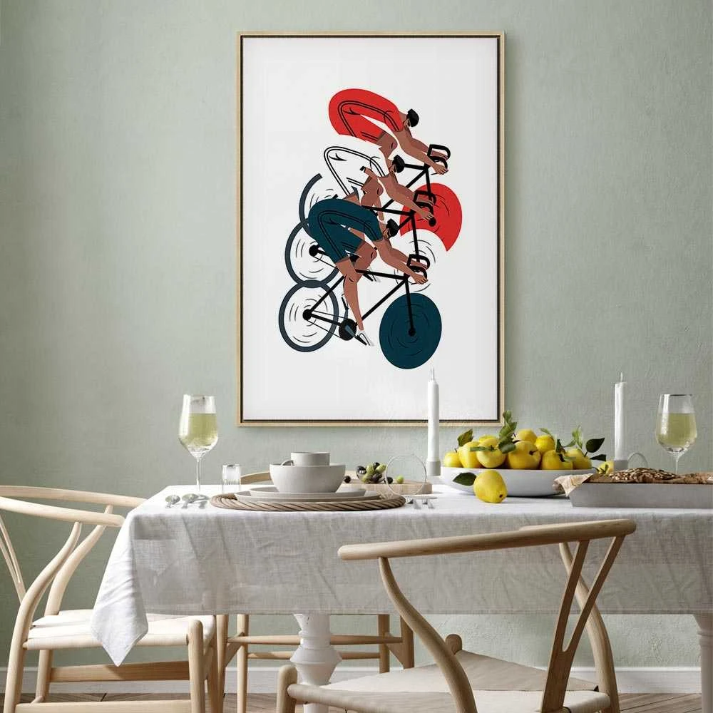 Artgeist Paveikslas - Cycling Race. Competitors on a Light Background - Illustration