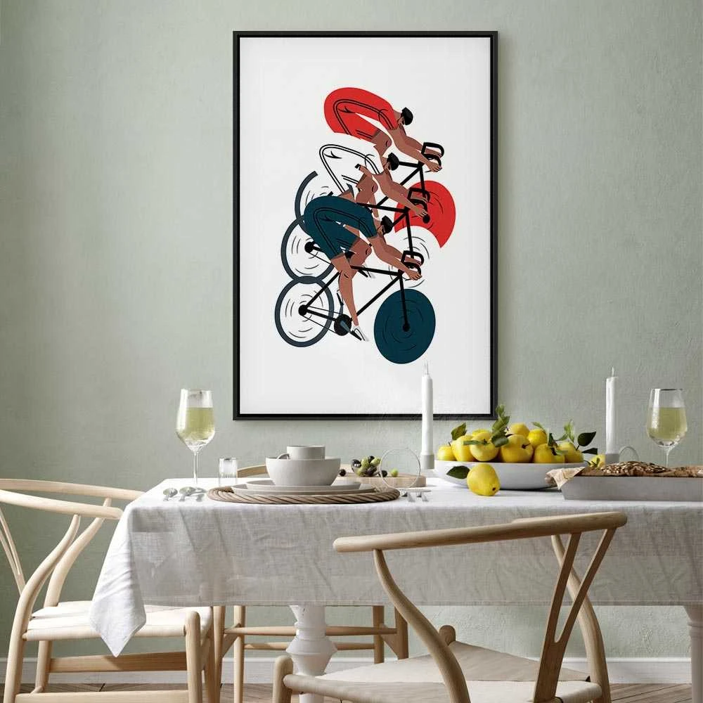 Artgeist Paveikslas - Cycling Race. Competitors on a Light Background - Illustration