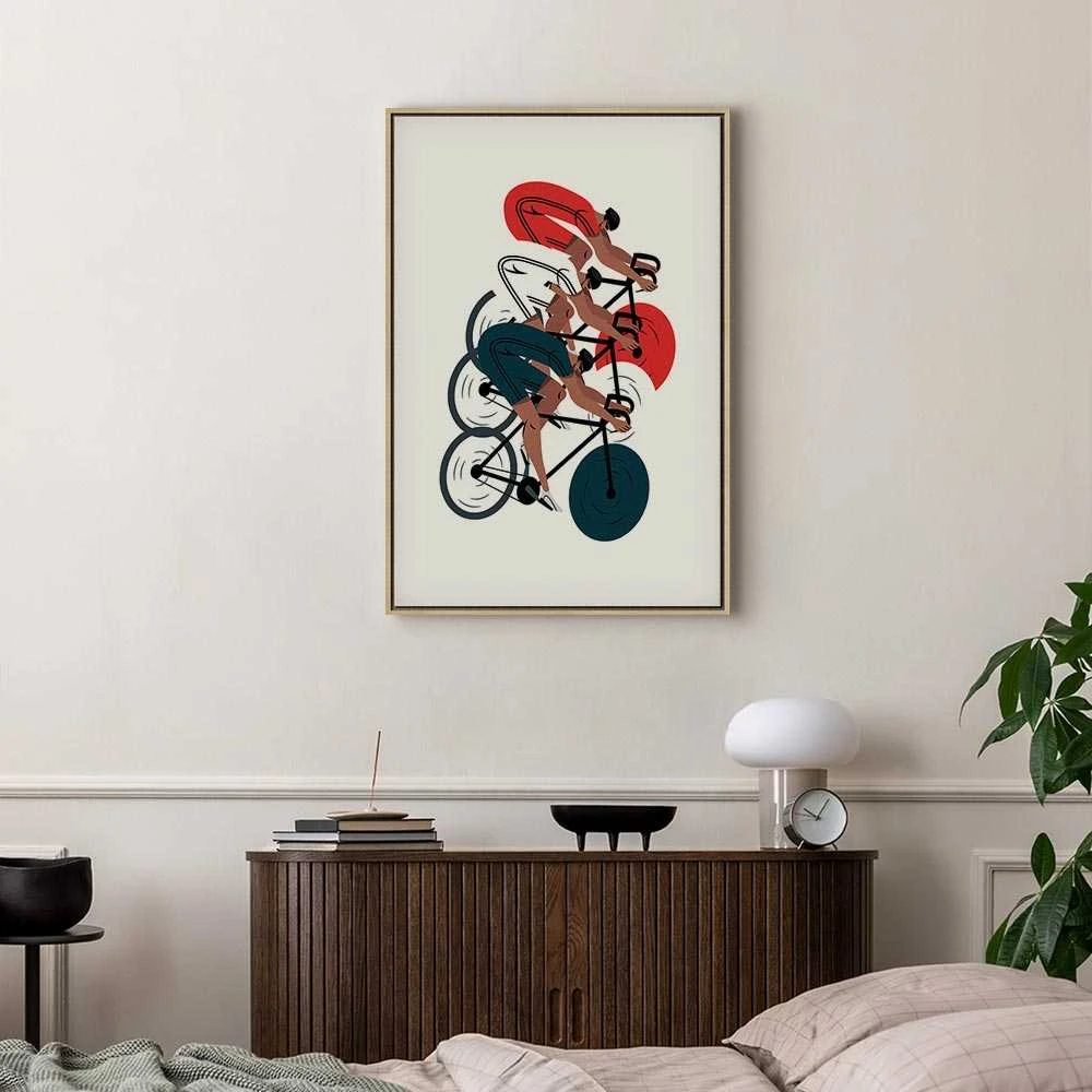 Artgeist Paveikslas - Cycling Race. Competitors on a Light Background - Illustration