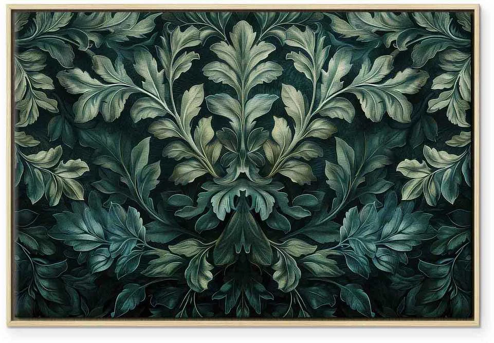 Artgeist Paveikslas - Dark Žalias Victorian Leaves: Botanical Carved Composition